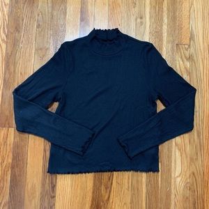 American Eagle Lettuce Edge Mock Neck Long Sleeve